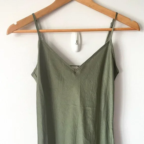 Aritzia Wilfred Sonnet Satin Slip Lace Dress Sage Green Size XS - Picture 5 of 8
